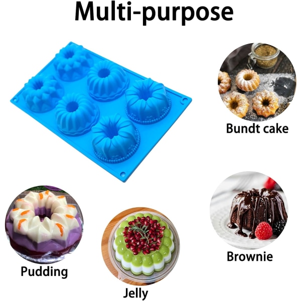 3 st Mini Ring Cake Tin, Silikon Bakning Cake Form, Räfflad Rund Cake Pan, Silikon Cake Formar för Bakning, Räfflad Tube Cake Pan för Bakplåt