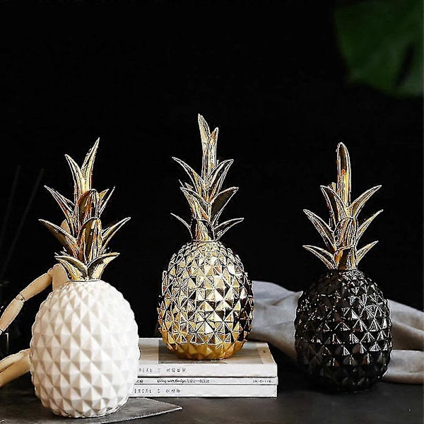 Nordisk Gylden Ananas Luksus Ornament Hjemmekontor Skrivebord Kreativ Dekoration White