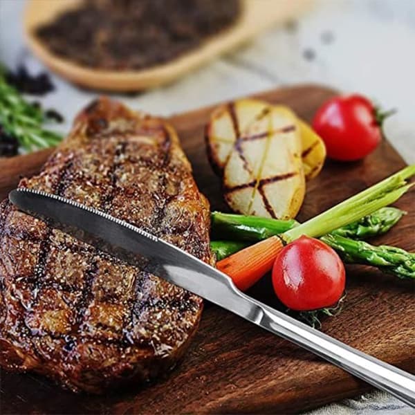 6-dele bordknivsæt, 23 cm steakkniv i rustfrit stål (sølv)