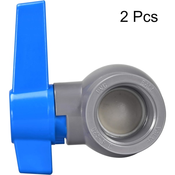 Kuleventil, G3/4 Hunnkjønnet Gjenger PVC Ventil for Akvarium Oppsett, Sump Pumpe, Basseng, Hage Sprinkler Grå Blå 2 stk