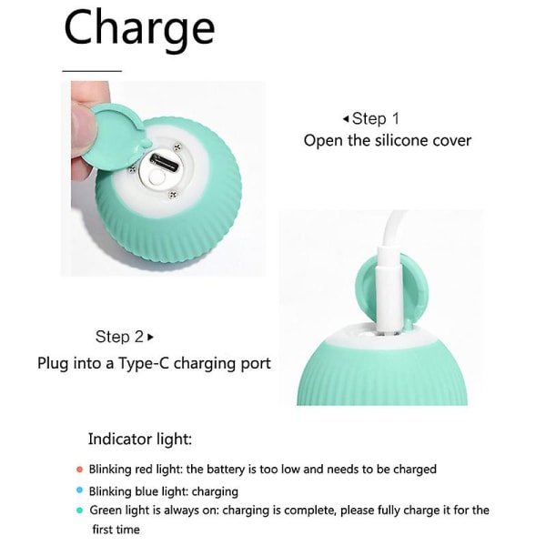 Elektriska kattbollsleksaker Automatisk rullande smarta katt leksaker Självgående kattungeleksaker Blue 1PC