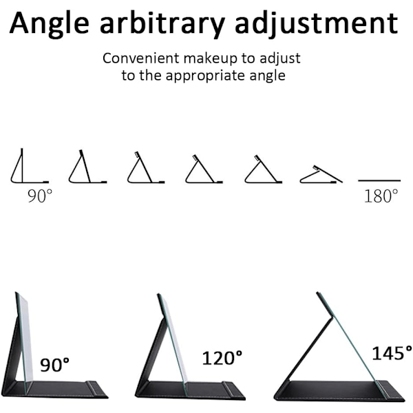 PU-nahkainen kannettava taitettava peili Meikkitaulupeili säädettävällä jalustalla matkustamiseen Pöytälevy 7x10 tuumaa