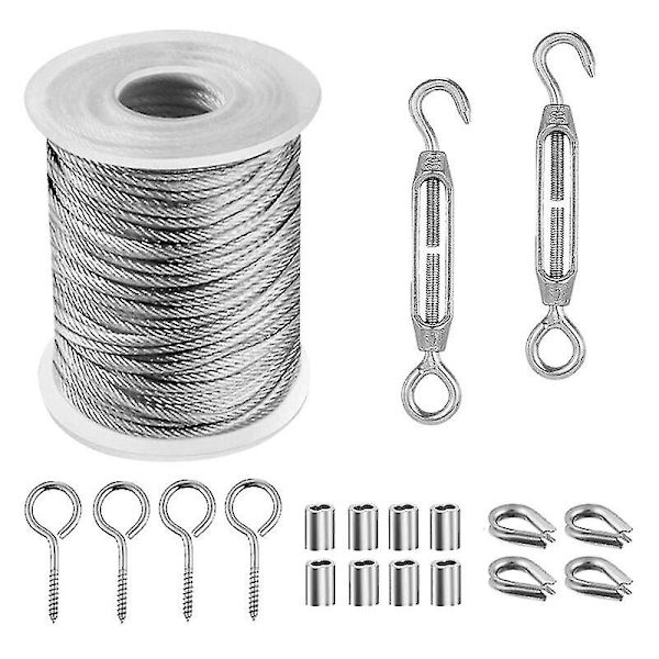 Rustfrit stålwire, hængende rustfrit stålwire, udendørs tørresnor, udendørs ståltørresnor, udendørs wire, tørresnor (15m) Jnnjv