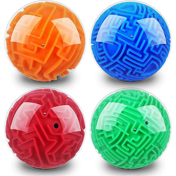4 Stykker 3D Labyrint Ball Labyrint Puslespill Ball Magiske Hjernevrider Spill Sfære Pedagogiske Puslespill Leker Labyrint Puslespill Kube Ball for Voksne og Studenter Tenåringer
