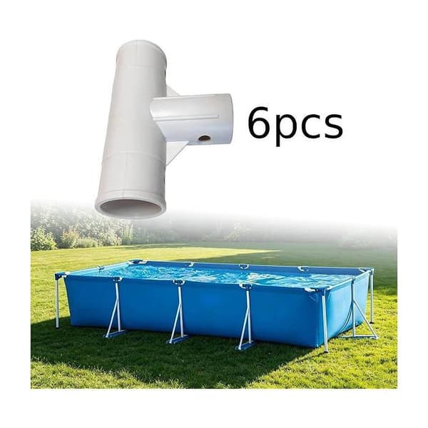 Uppsättning med 6 vita T-kopplingar för rektangulära pooler, reservdel ref 28273, slangadapter poolkoppling kit