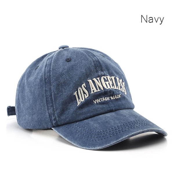 Bomullsbaseballcaps for menn og kvinner Mote broderi lue bomull myke capser Uformelle retro Snapback hatter unisex Adjustable Navy