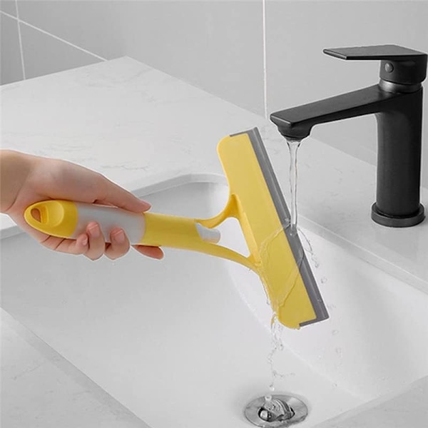 3 i 1 Vindusvasker med Squeegee, Sprayflaske for Bil, Innendørs, Utendørs, Fliser og Glass, Multifunksjonelt Rengjøringssett - Spray, Tørk, Squeegee (Gul)