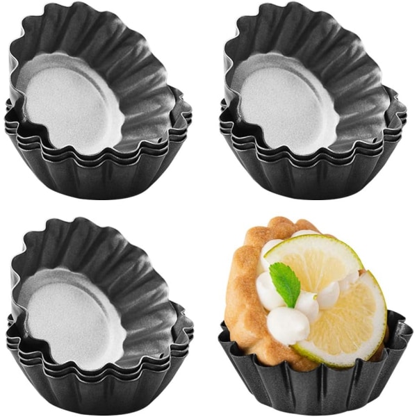 12 pakker eggtartform, cupcakekake muffinsform minipieformer tinnform bakeverktøy, karbonstål - 2,6 tommer