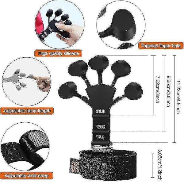 Håndgrebsstyrker, styrkegreb, fingertræner, terapi, underarmstræner Black