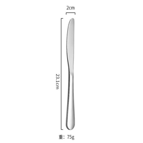 6-dele bordknivsæt, 23 cm steakkniv i rustfrit stål (sølv)
