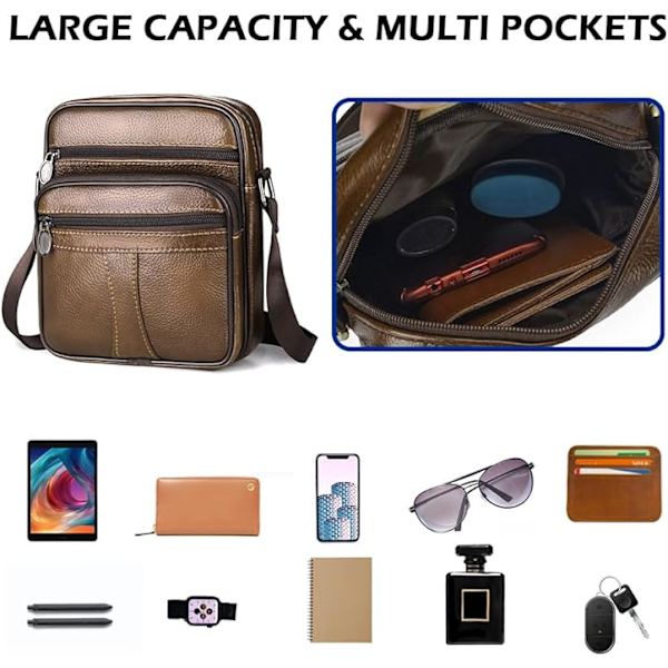 Herre Liten Ekte Lær Håndveske Skulder Bag Satchel Business Casual Sling Reisegave Til Lommebok Pung Mobiltelefon Nøkler