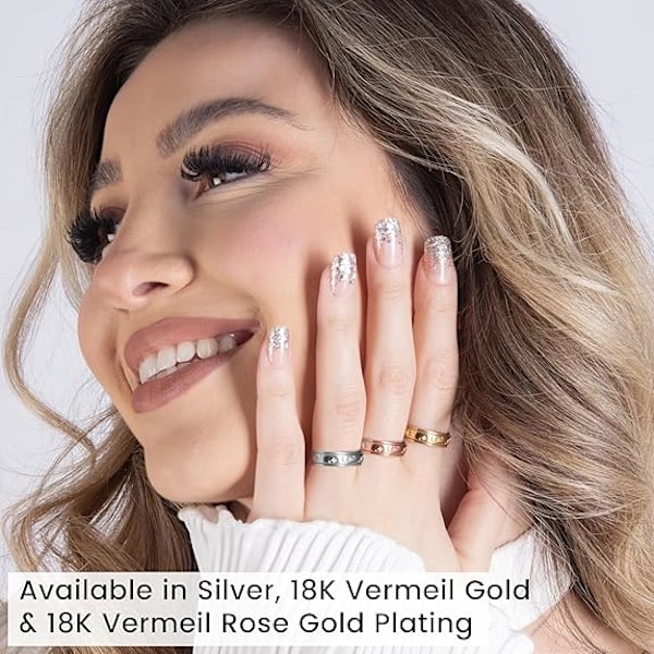 925 Sterling Sølv Angst Ringe - Spinner Ringe til Kvinder & Mænd - 360° Roterende Ring til at Lindre Stress & Bekymring i Platin 5