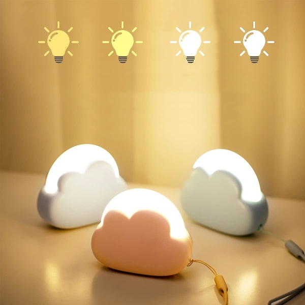 Baby Girl Cloud Night Light Bedroom, Cute Child Night Lamp Bedside, Portable Rechargeable Usb Kid Led Battery Nightlight Yellow And White Lighting, Ka