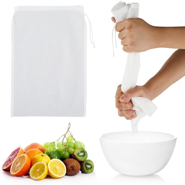 Kukmelkpose 4 Stykker Finmasket Silduk Gjenbrukbar Finmasket Filter med Snøring Nylon Bomull Kukmelkpose