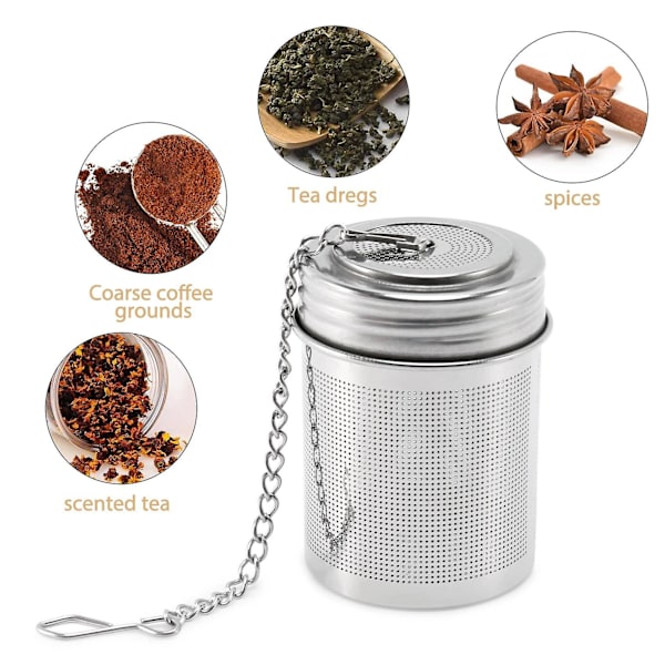 Te-kuleinfuser - Teinfusere i rustfritt stål for løs te med kjede og skål - Ekstra fint nett