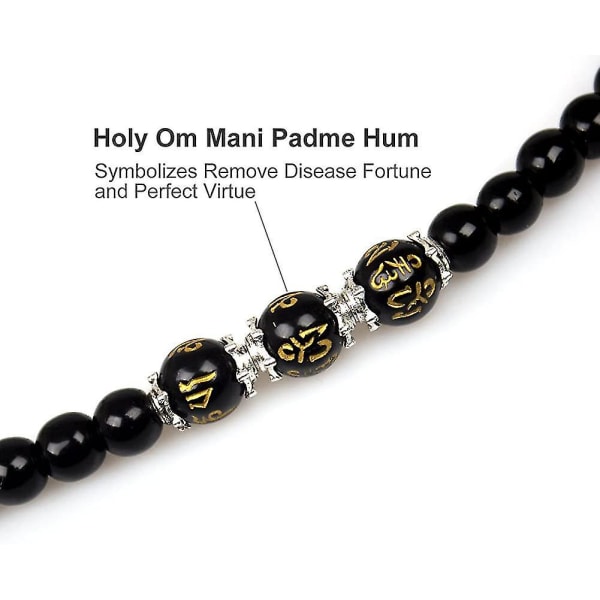 Smykker, 6 mm sort obsidian 108 buddhistisk bøn Mala perler Tigerøje ædelstensarmbånd Heilwiy gave