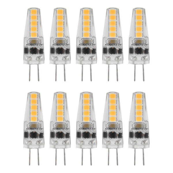 10 stk. G4 LED-pærer 2W Bi Pin-sokkel Dæmpbare lamper til lysekrone Loftslampe Bordlampe Varm hvid 3000K AC 12‑24V