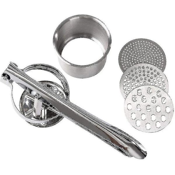 Ensiluokkainen spaetzle- / perunapuristin ruostumattomasta teräksestä, 3 seulaosaa
