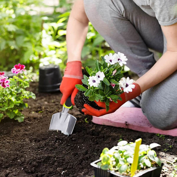 Murerskje og håndbred spade spiss med myk gummiert sklisikkert ergonomisk håndtak for planting, omplanting, luking, flytting og utjevning av jord