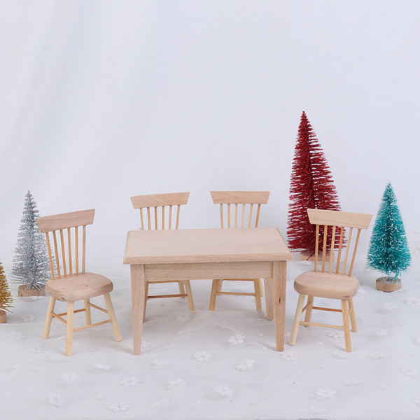 1Set ruokapöytä ja tuoli 1:12 nukketalo mini puinen huonekalu