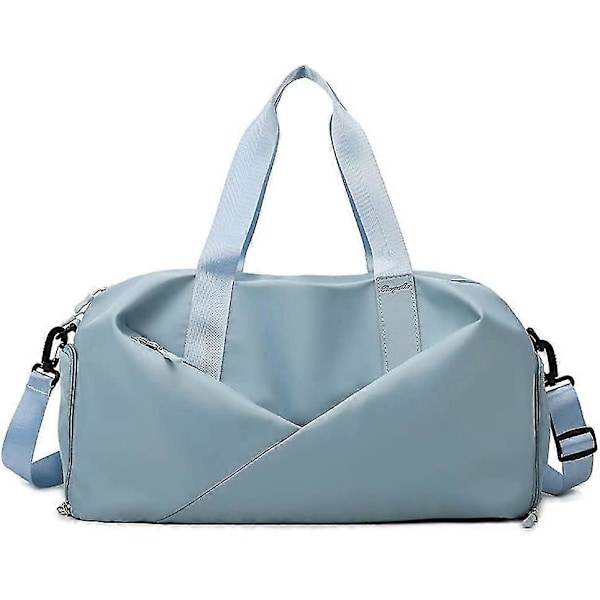 Gymtaske til kvinder, lille rejsetaske med skorum, duffelbag til sport, weekend, svømning, sort-s Blue S