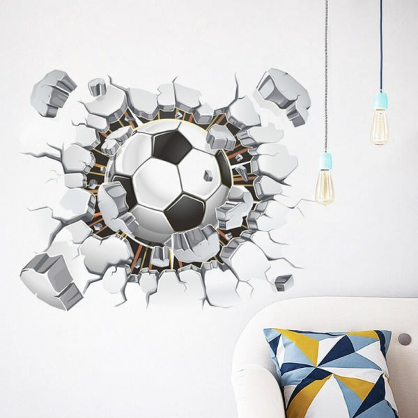 3D veggklistremerke fotball (40x50 cm) I Dekorativt klistremerke, sport