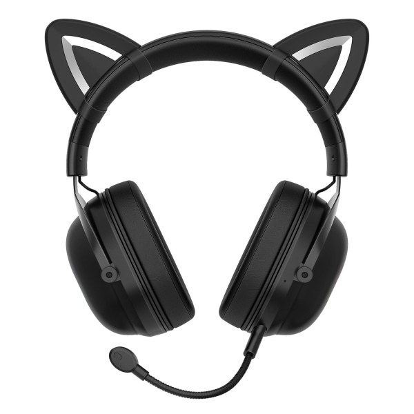 Värikäs valaistus Kissan korvat Bluetooth-kuulokkeet - Pitkä akunkesto, vakaa lähetys ja mukava käyttää black