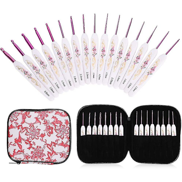 Clover Virknålar Set 16st Med Portabelt Fodral För DIY Handstickningskonst För Älskare (blå) Pink