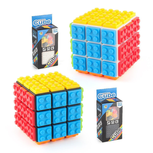 3x3 Build-on Kloss Magics Cube, Brain Teaser Puslespill og Klossleketøy - White
