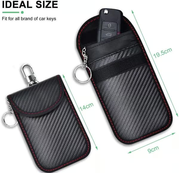 2-pak Anti RFID Bilnøgle Etui Signal Blokerende Faraday Pose Ba