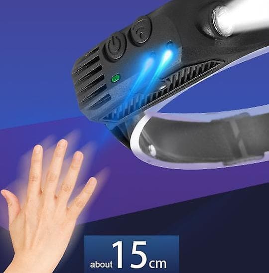 Oppladbar hodelykt, 3 bevegelsessensor hodelykt spotlight med 1000 lumen, lett og vanntett