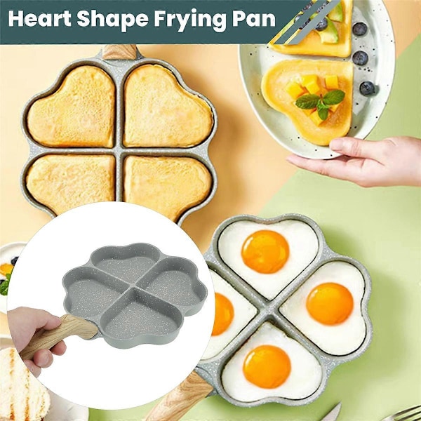Hjerteformet 4 Æg Stegepande Firkløver Nonstick Keramisk Æggepande Mini Æggepocher Non Stick Aluminium