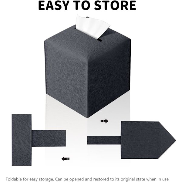 Vævæskeskrin Cover, Sort Vævæskeskrin Holder, Moderne PU Læder Kvadratisk Vævæskeskrin, Delikat Dekoration Vævæskeskrin Organizer