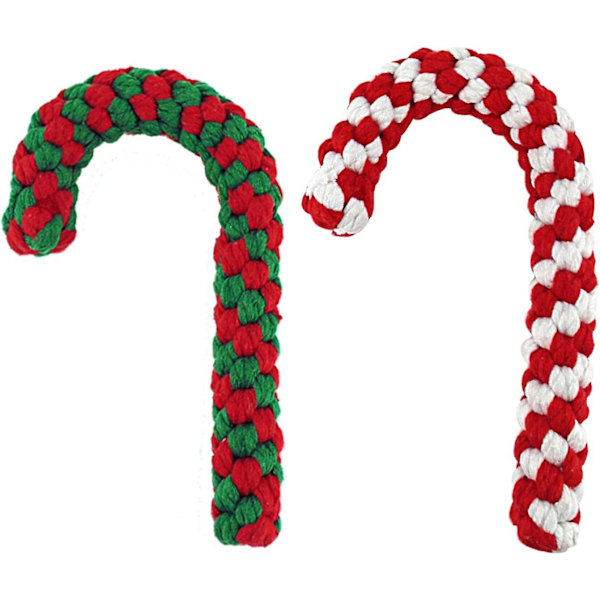 Candy Cane Rep-Leksak, Valp Tuggleksak för Hundar Interaktivt Och Bomullsrep Leksaker Och Juldekoration, Valp Husdjur Lek Tugga