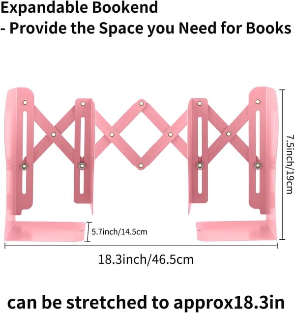Expanderbara bokstöd i metall, (rosa)