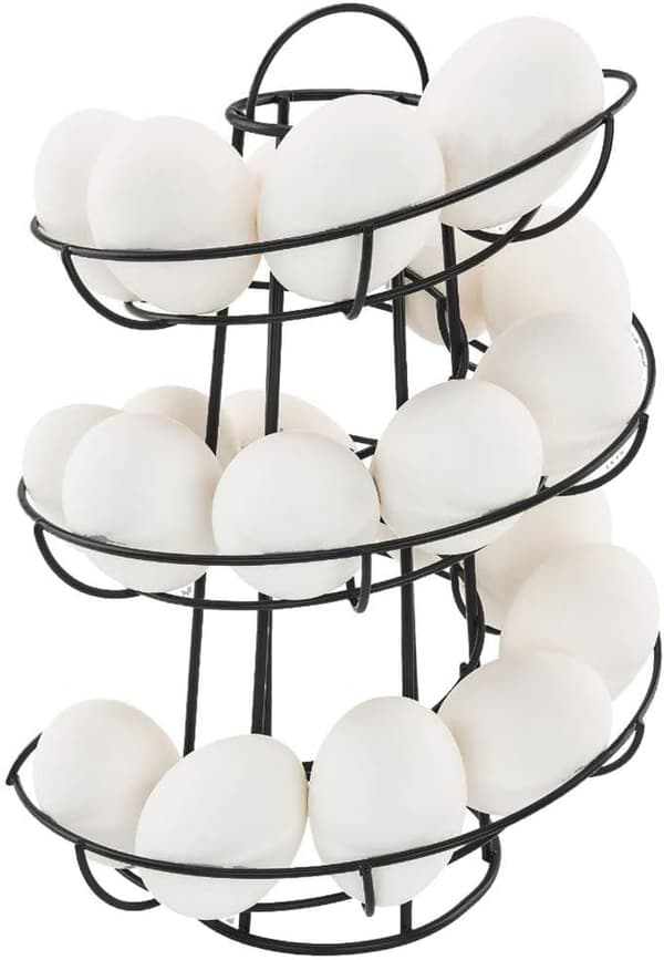 Spiralformet oppbevaring av eggdispenser, spiralformet eggstativ i metalljern