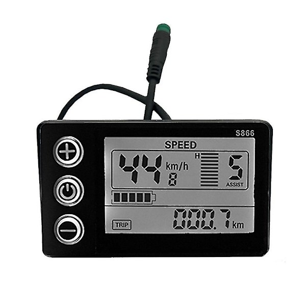 S866 Elektrisk Cykel LCD Display 24v 36v 48v E-cykel El-scooter Display Måler Kontrolpanel Med Vandafvisende Stik