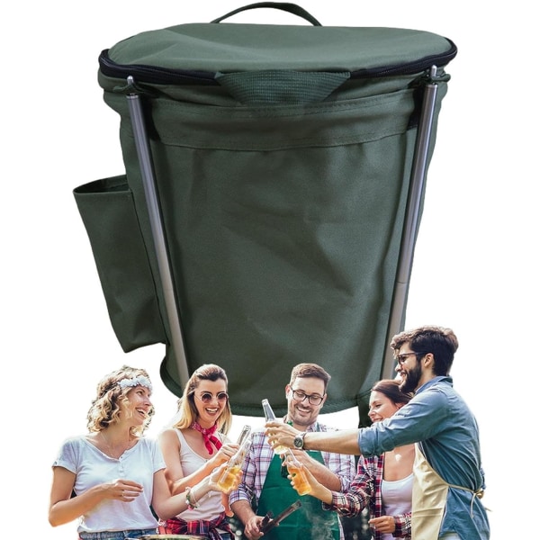 Udendørs græsplæne og bladtaske | Camping skraldespand - Bærbar haveaffaldspose med lynlås, 20L genanvendelig sammenfoldelig hjælpebeholder til græsplæne, have