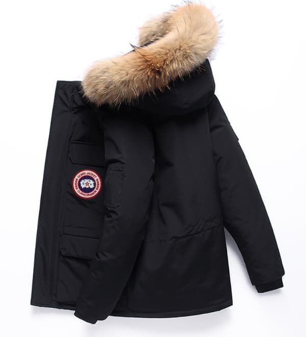 MÆND Tyk Vinterjakke, Varm Parka med Hætte Sort Black L