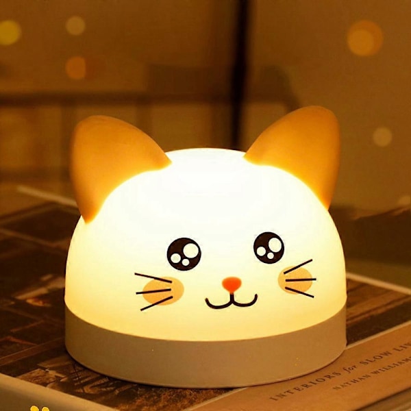 Sød Kat Vækkeur til Børn med 3 Farver LED Lampe Snooze Genopladelig Natlampe Børnegaver
