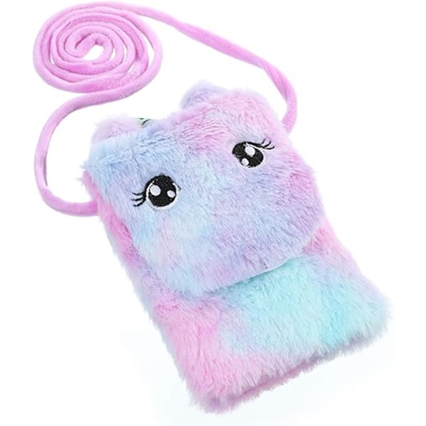 Crossbody taske plys unicorn pung pung taske messenger taske vertikal mobiltelefon pung skuldertaske til små piger børn børn