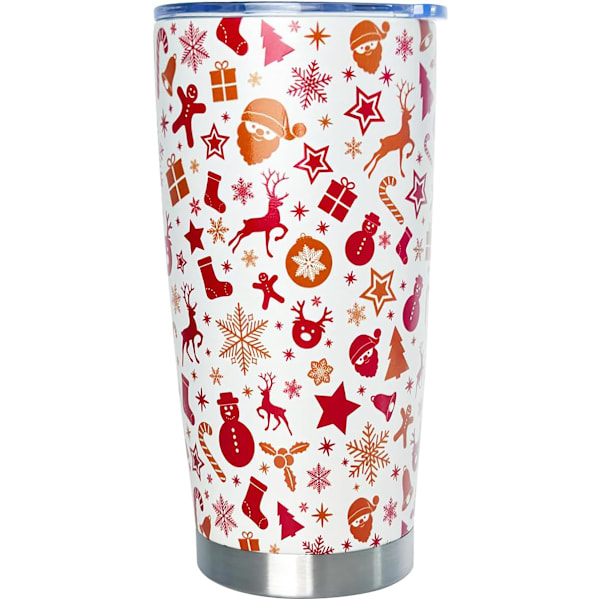 Julgran Rostfritt Stål Tumbler, Jultomte, Snöflingor och Julstrumpor Termosmugg, Kaffekoppar