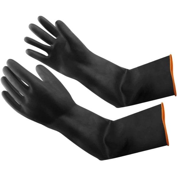 Kraftige gummihandsker, Kemikalieresistente handsker Industrielle beskyttelseshandsker Sikkerhedsarbejdshandsker, syre- og alkalibeskyttelse (55 cm)
