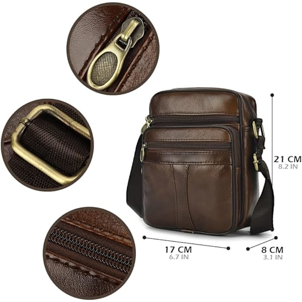 Herre Liten Ekte Lær Håndveske Skulder Bag Satchel Business Casual Sling Reisegave Til Lommebok Pung Mobiltelefon Nøkler