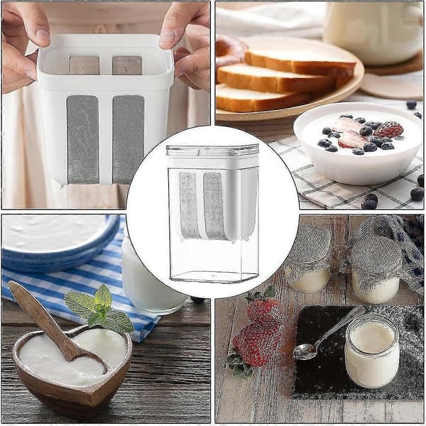 Græsk Yoghurt Si Si Yoghurtmaskine 1100ml Valle Separator med Rustfrit Stål Finmasket Si Sojamælks Si Nøddemælksmaskine