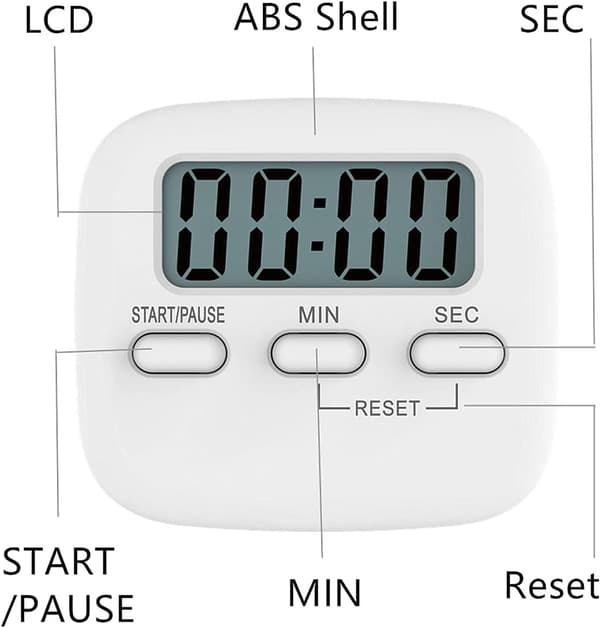 Kjøkkentimer, hvit, 2-pakning