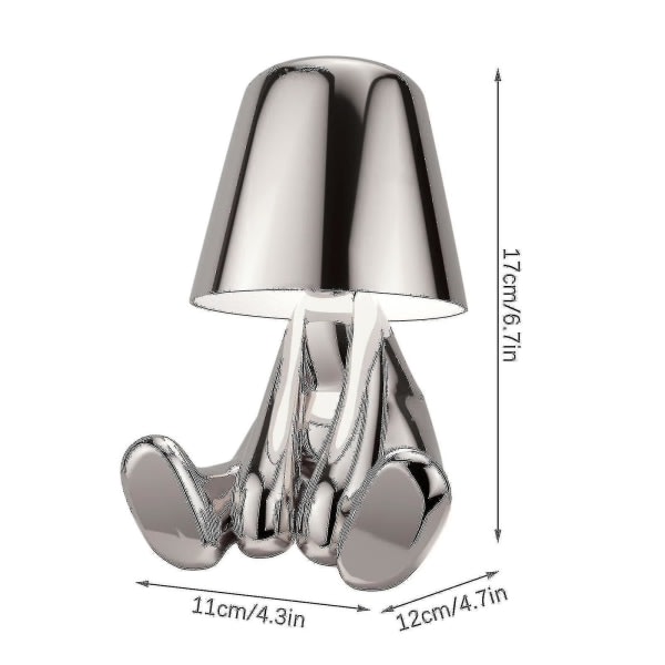 Thinker - Lamp Collection Creative Little Golden Man Stue Bordlampe Home Decor Gift - Sølv