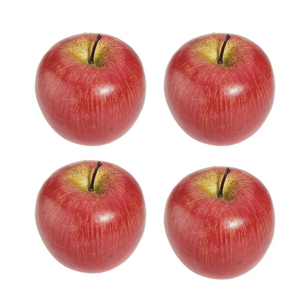 4 Kunstige Røde Æbler - Dekorative Frugt