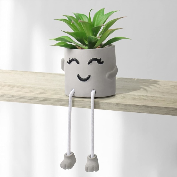 Kunstig potteplante Sød falsk sukkulent plante med hængende ben Følelsesmæssig cement Faux sukkulent potteplante indretning