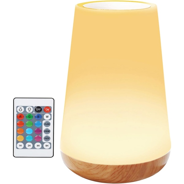 LED-nattlampa touch-lampa bordslampa sovrum uppladdningsbar dimbar med fjärrkontroll och timerfunktion varmt vitt ljus + RGB-färgbyte